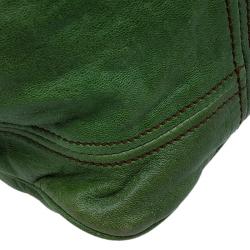 Pre Owned Alexander McQueen Green  Leather Flapper Shoulder Bag