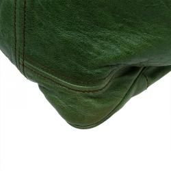 Pre Owned Alexander McQueen Green  Leather Flapper Shoulder Bag