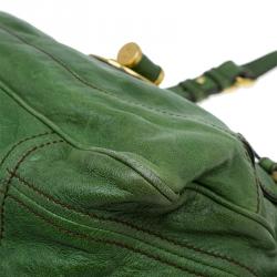 Pre Owned Alexander McQueen Green  Leather Flapper Shoulder Bag