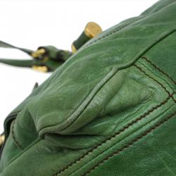 Pre Owned Alexander McQueen Green  Leather Flapper Shoulder Bag