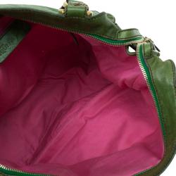 Pre Owned Alexander McQueen Green  Leather Flapper Shoulder Bag