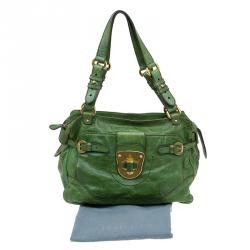 Pre Owned Alexander McQueen Green  Leather Flapper Shoulder Bag