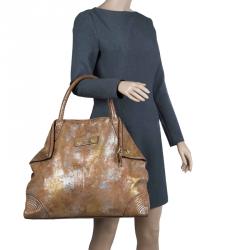 Pre Owned Alexander McQueen Metallic Brown Leather De Manta Tote Bag