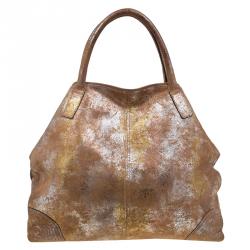 Pre Owned Alexander McQueen Metallic Brown Leather De Manta Tote Bag