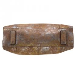 Pre Owned Alexander McQueen Metallic Brown Leather De Manta Tote Bag