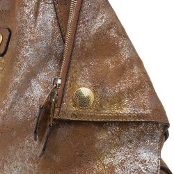 Pre Owned Alexander McQueen Metallic Brown Leather De Manta Tote Bag