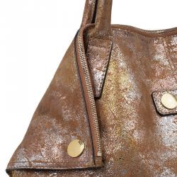 Pre Owned Alexander McQueen Metallic Brown Leather De Manta Tote Bag