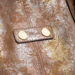 Pre Owned Alexander McQueen Metallic Brown Leather De Manta Tote Bag