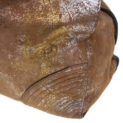 Pre Owned Alexander McQueen Metallic Brown Leather De Manta Tote Bag