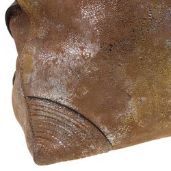 Pre Owned Alexander McQueen Metallic Brown Leather De Manta Tote Bag