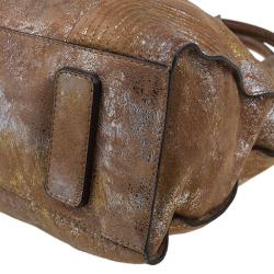 Pre Owned Alexander McQueen Metallic Brown Leather De Manta Tote Bag