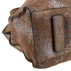 Pre Owned Alexander McQueen Metallic Brown Leather De Manta Tote Bag