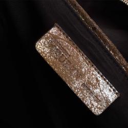 Pre Owned Alexander McQueen Metallic Brown Leather De Manta Tote Bag