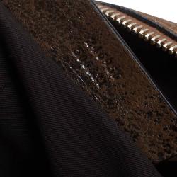 Pre Owned Alexander McQueen Metallic Brown Leather De Manta Tote Bag