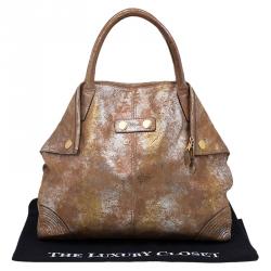 Pre Owned Alexander McQueen Metallic Brown Leather De Manta Tote Bag