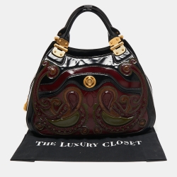 Pre Owned Alexander McQueen Multicolor Paisley Patent Leather Hinge Turn Lock Satchel