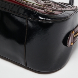 Pre Owned Alexander McQueen Multicolor Paisley Patent Leather Hinge Turn Lock Satchel