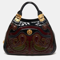Pre Owned Alexander McQueen Multicolor Paisley Patent Leather Hinge Turn Lock Satchel