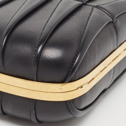 Pre Owned حقيبة كلاتش أليكساندر ماكوين صندوق جمجمة جلد لامعة سوداء