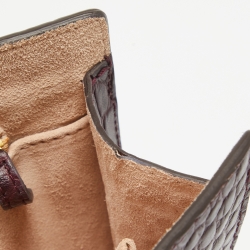 Pre Owned Alexander McQueen Burgundy Croc Embossed Leather The Knuckle Clutch