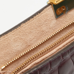 Pre Owned Alexander McQueen Burgundy Croc Embossed Leather The Knuckle Clutch