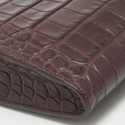 Alexander McQueen Burgundy Croc Embossed Leather The Knuckle Clutch