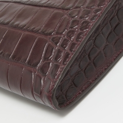 Alexander McQueen Burgundy Croc Embossed Leather The Knuckle Clutch