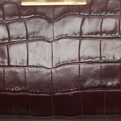 Pre Owned Alexander McQueen Burgundy Croc Embossed Leather The Knuckle Clutch