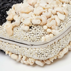 Alexander McQueen Black/Beige Beads Embellished Skull Box Clutch