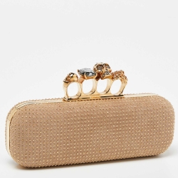 Pre Owned حقيبة كلتش أليكساندر مكوين ناكل بوكس بجمجمة مرصعة سويدي سوداء 