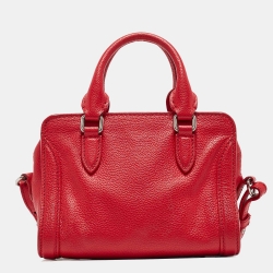 Pre Owned Alexander McQueen Red Leather Mini Padlock Bag