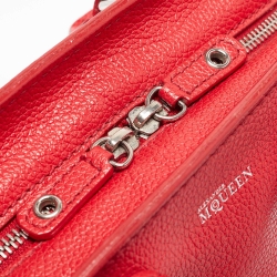 Pre Owned Alexander McQueen Red Leather Mini Padlock Bag