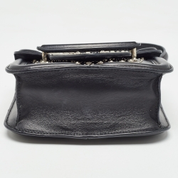 Pre Owned Alexander McQueen Black Leather Mini Studded Heroine Crossbody Bag