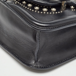 Pre Owned Alexander McQueen Black Leather Mini Studded Heroine Crossbody Bag
