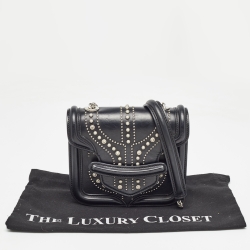 Pre Owned Alexander McQueen Black Leather Mini Studded Heroine Crossbody Bag
