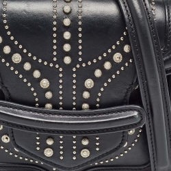 Pre Owned Alexander McQueen Black Leather Mini Studded Heroine Crossbody Bag