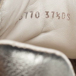 Pre Owned Alexander McQueen White/Metallic Grey Leather Larry Sneakers Size 37.5