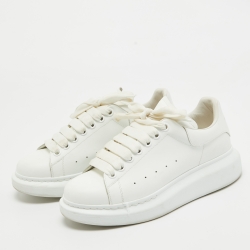 Pre Owned Alexander McQueen Off White Leather Larry Sneakers Size 37.5