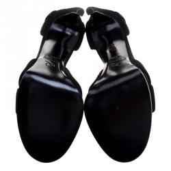 Pre Owned Alexander McQueen Black Suede Armadillo Studded Platform Sandals Size 39.5