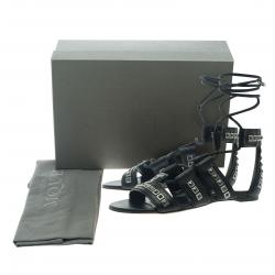 Pre Owned Alexander McQueen Black Leather Studded Sandals Size 37