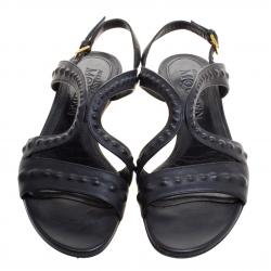 Pre Owned Alexander McQueen Black Leather Sandals Size 37