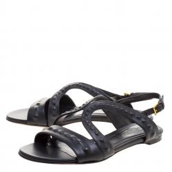 Pre Owned Alexander McQueen Black Leather Sandals Size 37