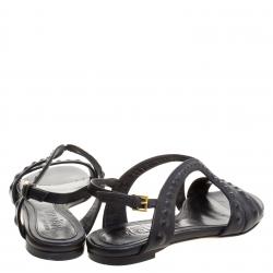 Pre Owned Alexander McQueen Black Leather Sandals Size 37