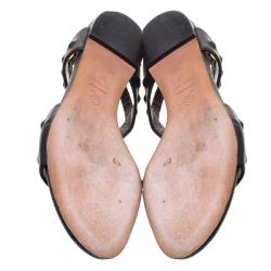 Pre Owned Alexander McQueen Black Leather Sandals Size 37