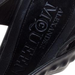 Pre Owned Alexander McQueen Black Leather Sandals Size 37