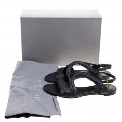 Pre Owned Alexander McQueen Black Leather Sandals Size 37