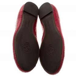 Pre Owned Alexander McQueen Pink Snakeskin Leather Skull City Ballet Flats Size 38