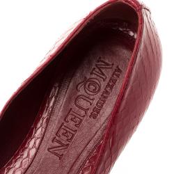 Pre Owned Alexander McQueen Pink Snakeskin Leather Skull City Ballet Flats Size 38
