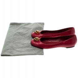 Pre Owned Alexander McQueen Pink Snakeskin Leather Skull City Ballet Flats Size 38