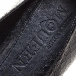 Pre Owned Alexander McQueen Black Python Leather Skull City Ballet Flats Size 36